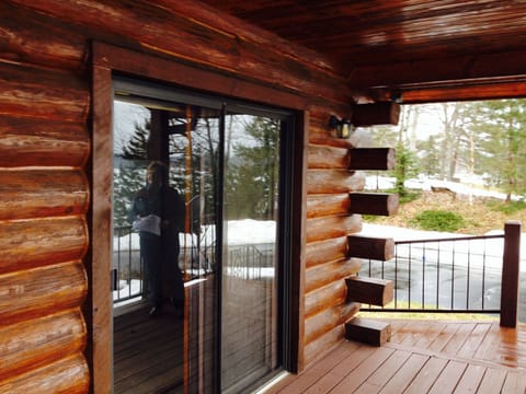 Sliding glass porch entry showing handicap access