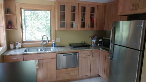 Everything you need to make a meal. We have a gas grill for your use as well! 