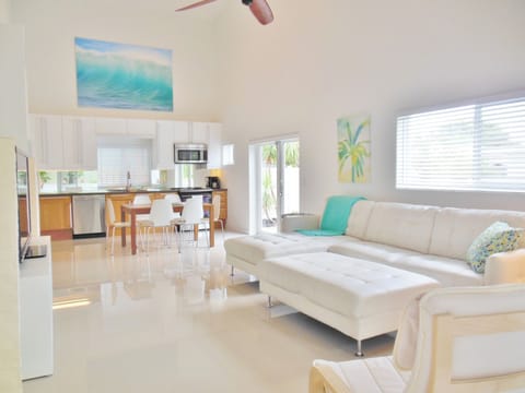 Living room open to kitchen