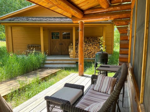 Front porch with Teton views. Morning coffee happens here!