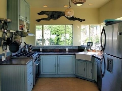 Remodeled gourmet kitchen with professional gas range and Miele dishwasher