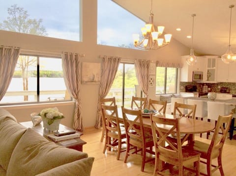 Lake Views/Windows across entire length of the house.  Large dining room table.