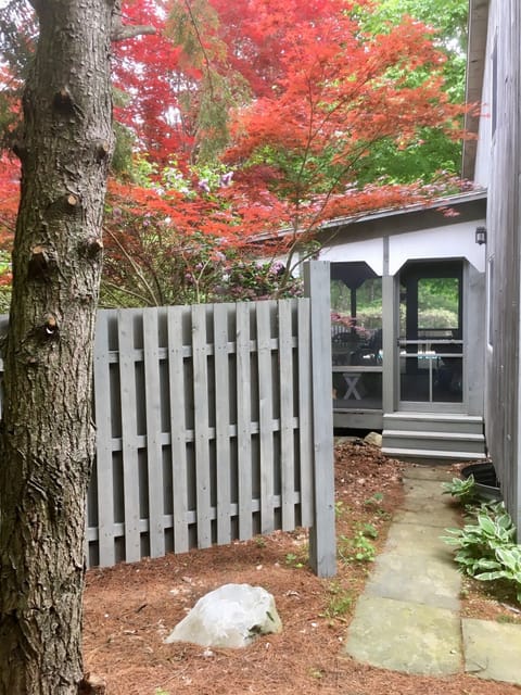 Walkway from the front of the house to the screened in porch