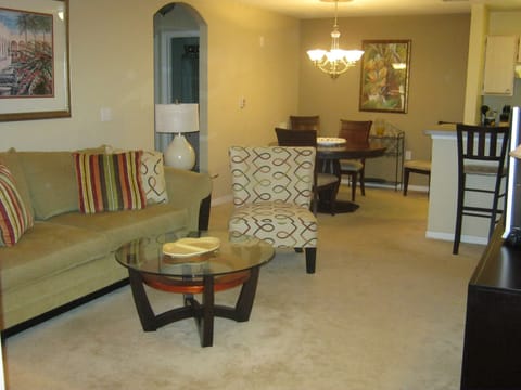 Living room and connected dining room