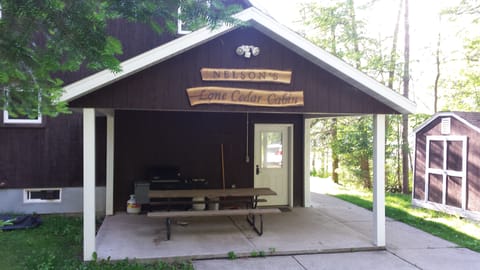 Gas grill and picnic table