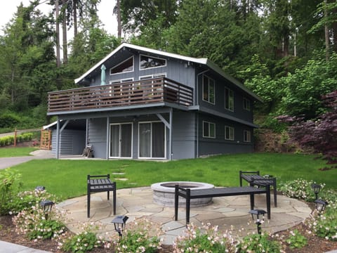 Front of home - yard and fire pit