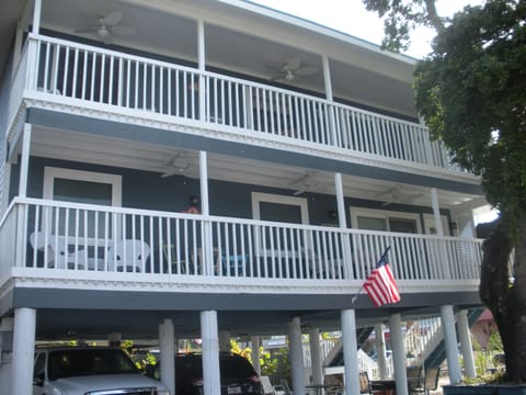 Porches facing beach access with obstructed views of the beach.