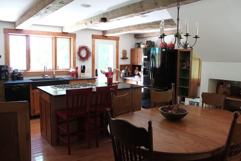 Large Eat-in Kitchen with Fireplace
