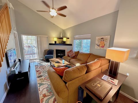 Relax after your activities of the day in this vaulted livingroom.