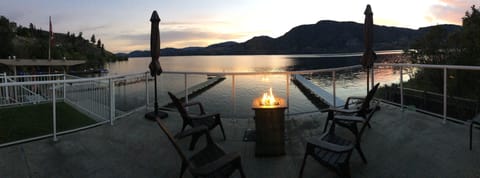 Boathouse Roof Deck with Patio Furniture and Firepit
