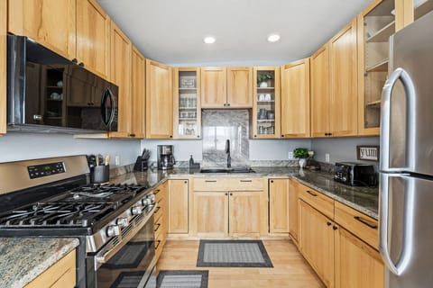 Well stocked kitchen.