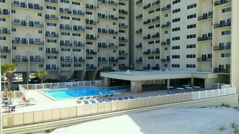 View of Main Pool from our Patio.  Heated in Winter