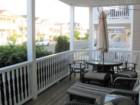Front porch seating, table, (new dining chairs not shown)