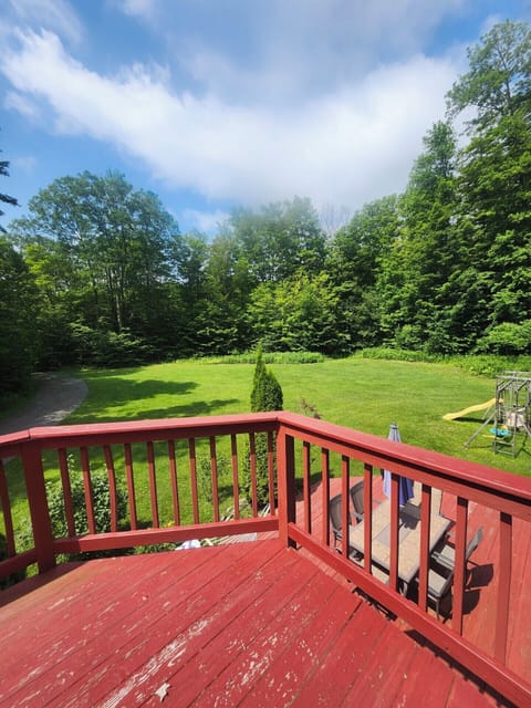 View from upstairs deck from living room with views