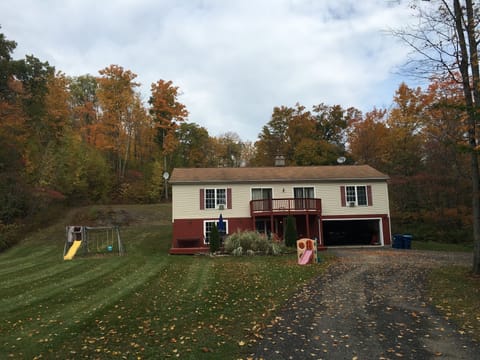 View from the long driveway of the property