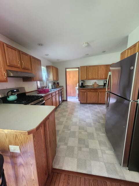 Kitchen with new stainless steel appliances
