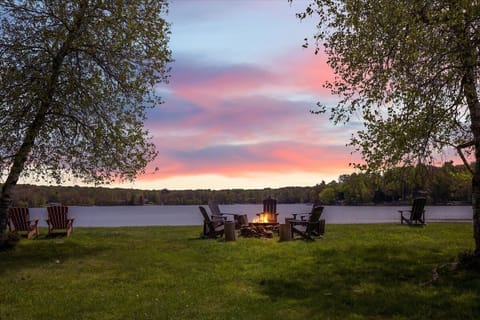 Outdoor fire pit and Adorondak chairs. 