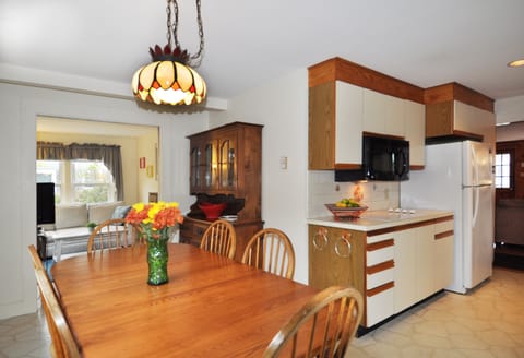 Kitchen / dining area with view to den