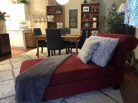 View of dining area and kitchen from living room 