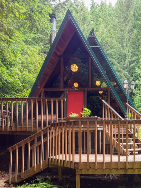 View from lower patio of front of home/ decks