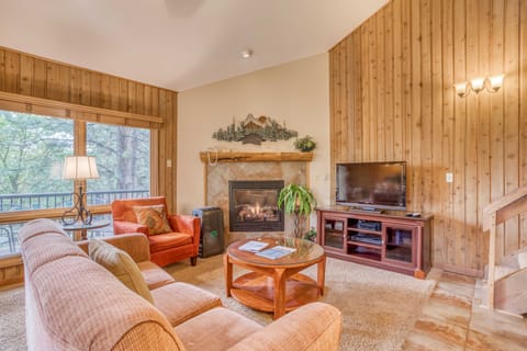 Living room with cozy fireplace