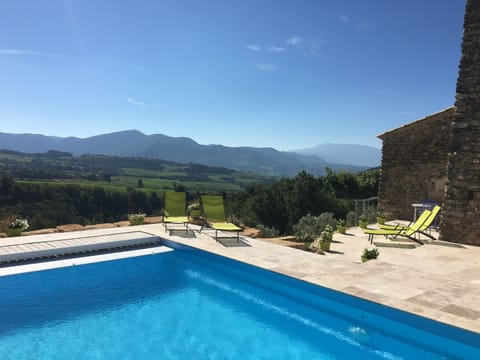 View from the pool towards Mont Ventoux