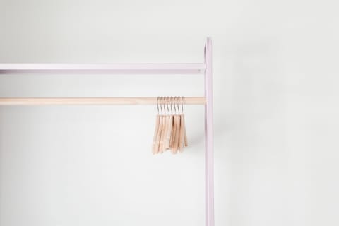 Minimal metal hanger rack.