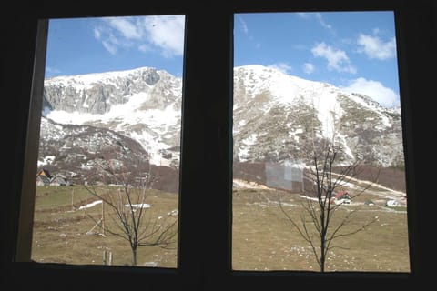 View of mountain through dining area window 2/11