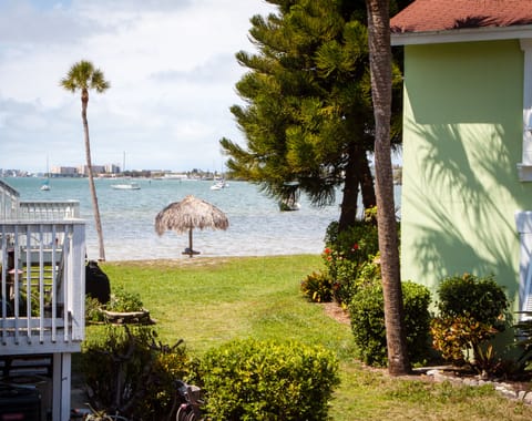 View of beach from our lanai stairway.