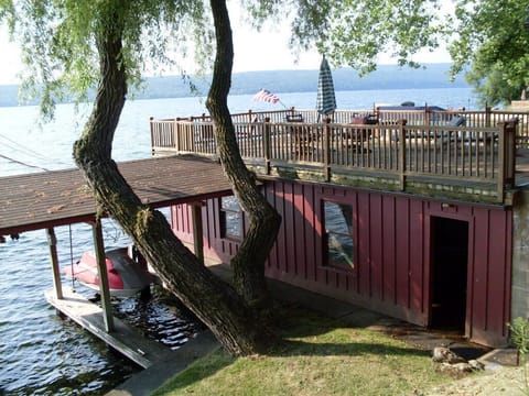 boat house deck and 1 permanent dock (8' wide)