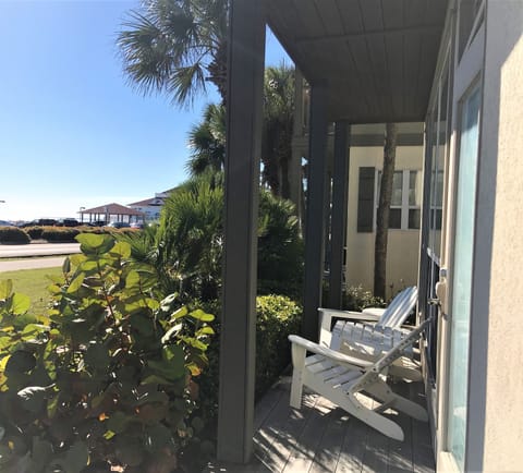 Villa 3B front porch looks out to the Gulf! Relax and be refreshed.