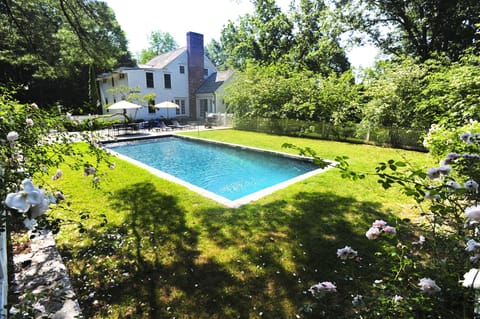 Gunite 20x40 Heated Pool, Rose covered fences