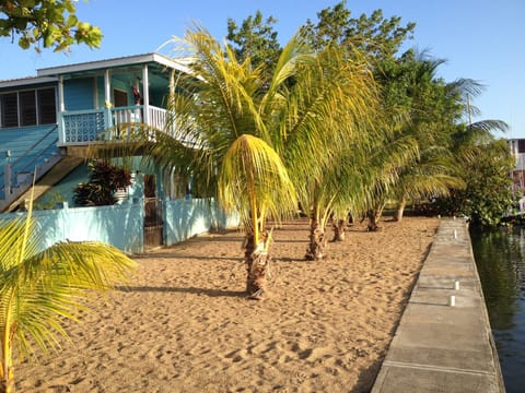 sandy sea wall along lagoon