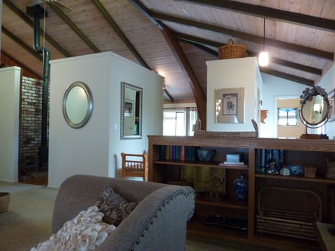 Living Room:  Open plan architecture, original artwork, antiques.