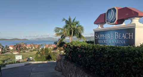 The entrance to Sapphire Beach and Marina