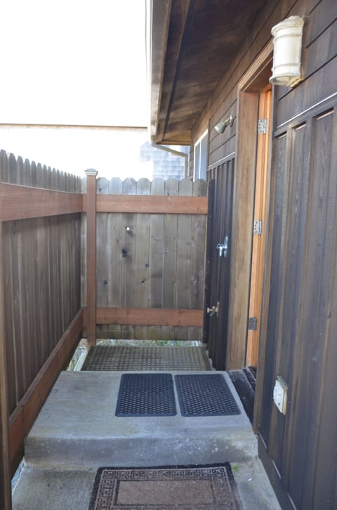 Warm outside shower to wash off the sand!