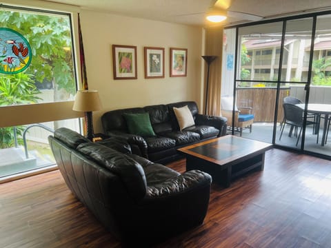 Roomy living room with plenty of seating space.