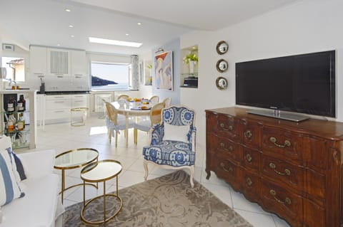 Living/dining area, looking towards Cap Ferat and The Rade of Villefranche