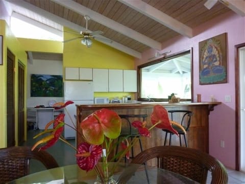 Kitchen area is spacious and has everything you might need.