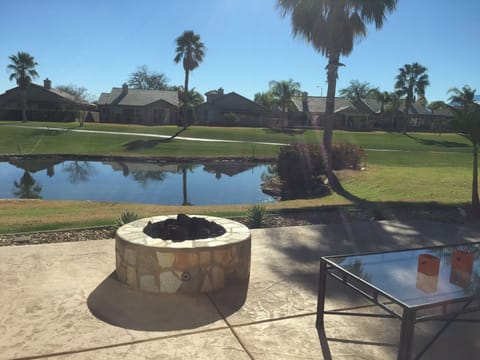 Enjoy a relaxing evening by the gas lit fire pit. 