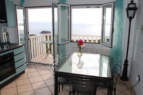 kitchen sea view, village and fortress