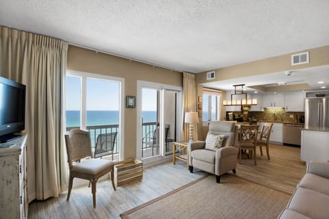 View of kitchen and living room