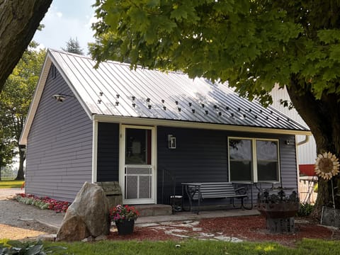 This is the 500 square-foot bunkhouse. With a  living room bedroom & bathroom.