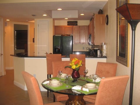 Dining area and kitchen.