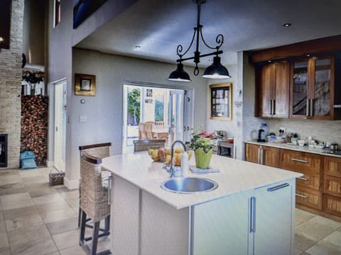 Freshly painted centre island in kitchen 