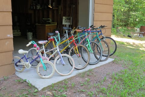 Want to go for a bike ride?  We have bikes of all sizes for your use.