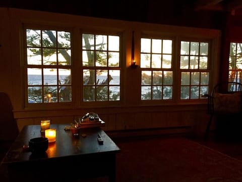 Beach Cottage main room at golden hour