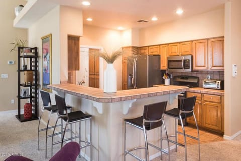 Kitchen with stainless steel appliances