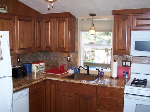 Updated and well-stocked kitchen