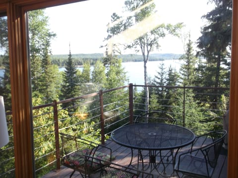 Deck with table/chairs, gas grill, lake view